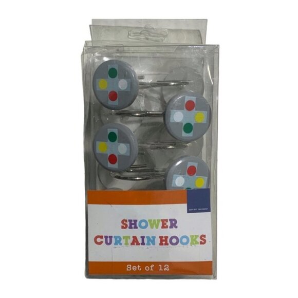 Gamer Shower Curtain Video Game Hook Set Fabric Curtain 70 X 72 Green Grey Mult - Picture 8 of 15